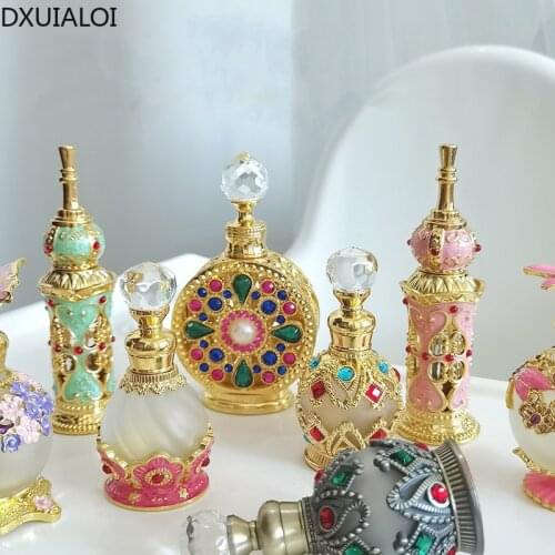 European style diamond-encrusted perfume Sub-packing bottle glass dripping stick essential oil bottle retro smear empty bottle