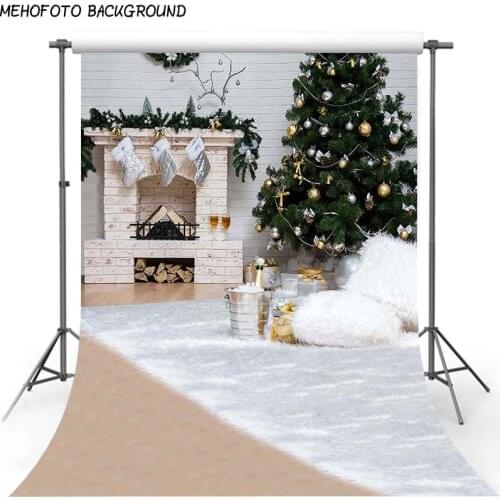 Christmas Background Backdrop Fireplace Tree Winter Snow Window Interior Baby Birthday Photography Background For Photo Studio
