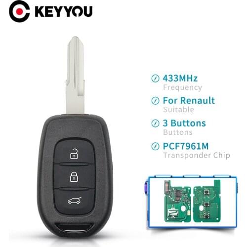 KEYYOU 10pcs For Renault Sandero Dacia Logan Lodgy Dokker Duster 2016 Remote Car Key Fob 433MHZ PCF7961M Chip Uncut Key Blade