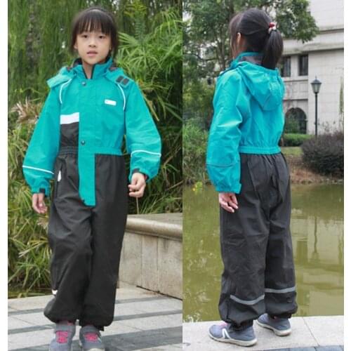 Kids raincoat waterproof baby one-piece breathable hooded rainwear boy ski suit windproof girls overall jumpsuit