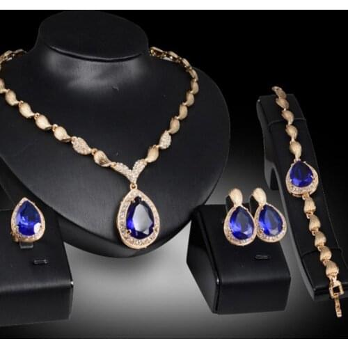 Jewelry Set Artificial Crystal Elegant Women Water Drop Shape Necklace Earrings Set Female Wedding Party Цепочка
