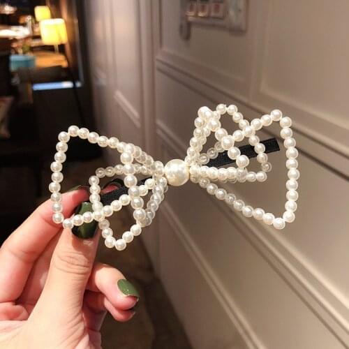 Fashion Simple Pearl Bow Hairpins Sweet Bows Handmade Bowknot Butterfly Hair Pin Clips Jewelry Hair Accessories for Girls Women