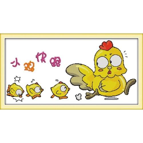 Chicken run quickly cross stitch kit cartoon canvas aida 14ct 11ct cotton hand embroidery DIY handmade needlework supplies bag