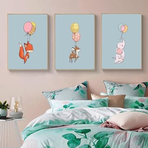 Dumbo Fox Nursery Wall Art Canvas Painting Cartoon Nordic Posters And Prints Wall Pictures Kids Room Decor