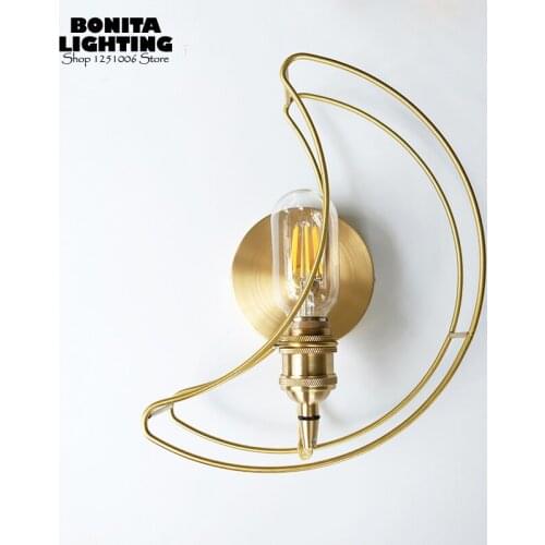 Nordic wall lamp brass Moon wall light Childrens room sconces edison vintage iron wall lights copper