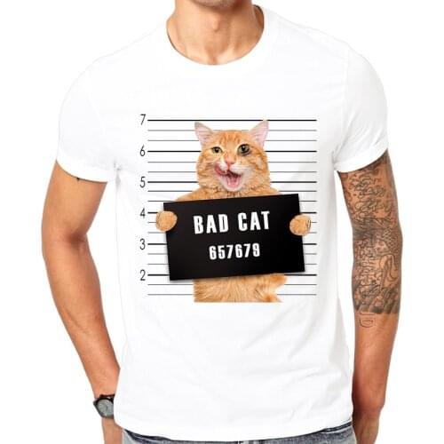 Latest funny print design Naughty cat Summer T-shirt Cool men spring summer shirt brand fashion shirt cool tops