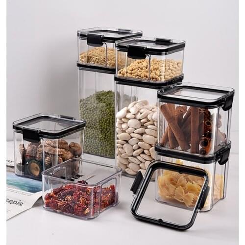 1300ml PET Plastic Food Containers Stackable Transparent Grain Food Storage Box Kitchen storage jar Noodles Sealed Containers