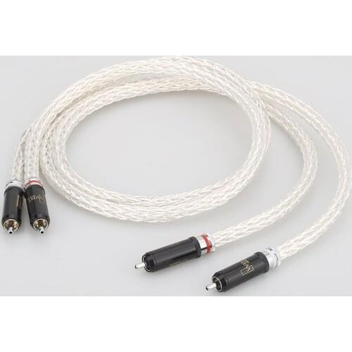 Pair Silver Plated RCA Audio Cable HIFI RCA Cable Interconnect Audio Cable 1m