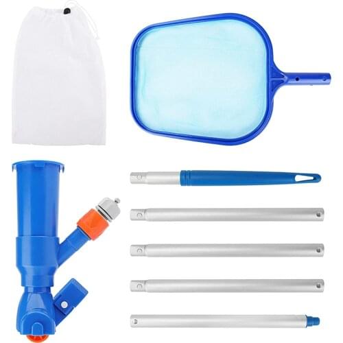 Pool Vacuum Cleaner,2 in 1 Pool Cleaning Kit Portable Jet Vacuum Head Pool Maintenance Kit with 5 Pole Section & Skimmer