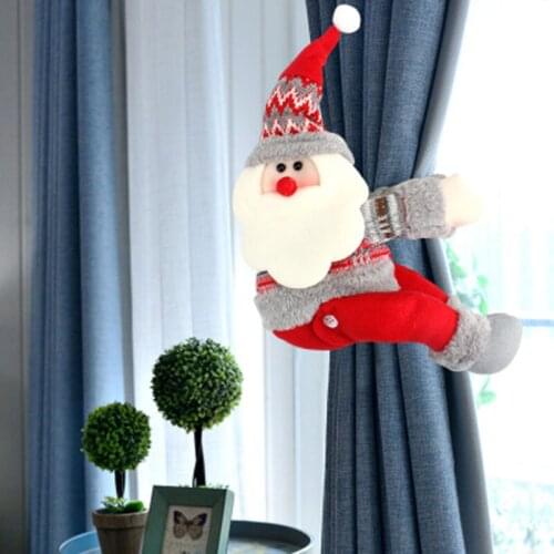2020 Christmas Curtain Frame Christmas Decorations Curtain Door Curtain Buckle Family Window Arrangement Doll Decoration Gift