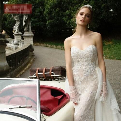 Sexy backless casamento sheath lace sweetheart tiered Train 2018 new design beaded bridal vestidos mother of the bride dresses