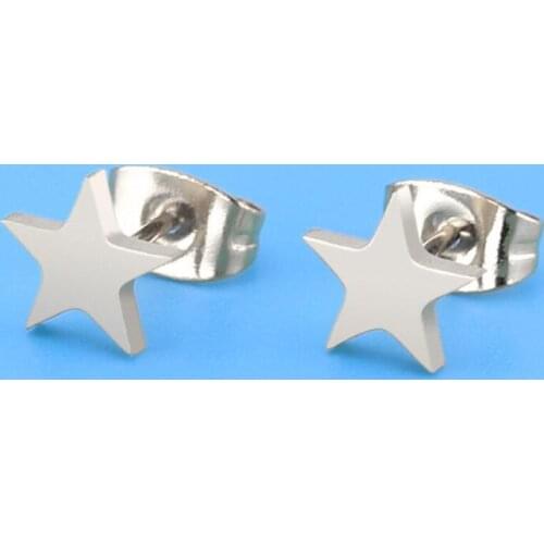 SMJEL Stainless Steel Black Gold Color Star Stud Earrings for Women Kids Cartoon Geometric Star Earrings Jewelry Gifts