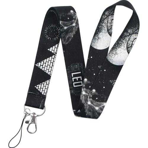 Constellation Keychain Lanyard For Keys USB ID Badge Holder Neck Straps DIY Hang Rope Keycord Mobile Phone Accessories Gift