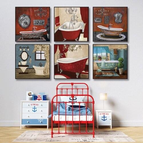 Modern Canvas Paintings Bathroom Nordic Style Posters and Abstract Prints Wall Art Pictures for Living Room Home Decoration