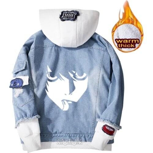 Death Note hoodie Yagami Light cosplay coat Denim jacket for men winter women Jeans Outerwear casual warm Loose sweatshirts
