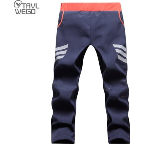 TRVLWEGO Ski Hiking Pants Hiking Camping Boy Girl Reflective Stripe Breathable Soft Shell Thick Trousers Luminous warning bar