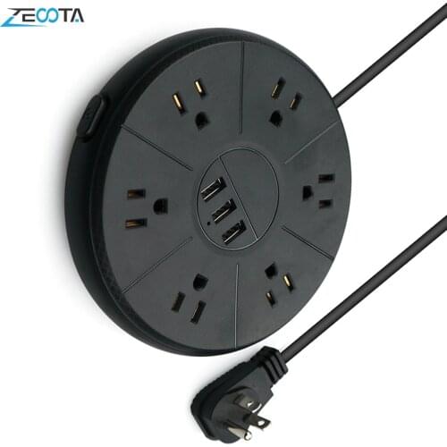 Multiple Power Strip Extension Sockets Electric Switch Surge Protector 6 Leads US Electrical Plug Outlets USB Charger 2m Cord