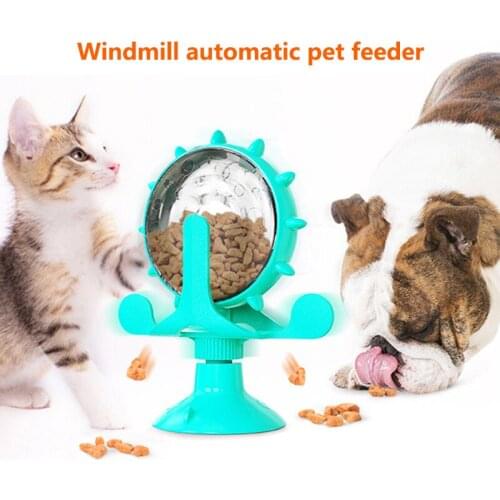 Windmill Automatic Pet Feeder Leak Food Cat Interactive Windmill Spinning Spinning Toy For Small Cat Dog Puppy Fun Feeder Toy