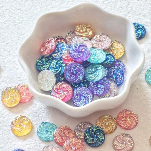 Colorful 40pcs 12mm Windmill Pattern Flat back shining Crafts Cabochon Scrapbook DIY Accessories