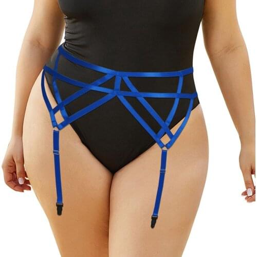 Royal Blue Plus Size Lingerie Exotic Accessories Garters Harness Fashion Plump Women Fetish Elastic Bondage Adjust Suspender