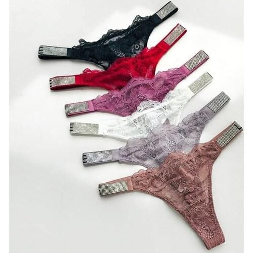 Love Secret Rhinestone Thong G String Lingerie Seamless Low Rise Intimates Underwear Sexy Lace Transparent Panties Women lenceri