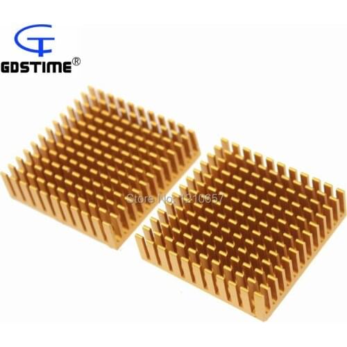 100pieces lot 40x40x11mm Thermal Adhesive Pad Gold Extrude Aluminium Heatsinks Radiator