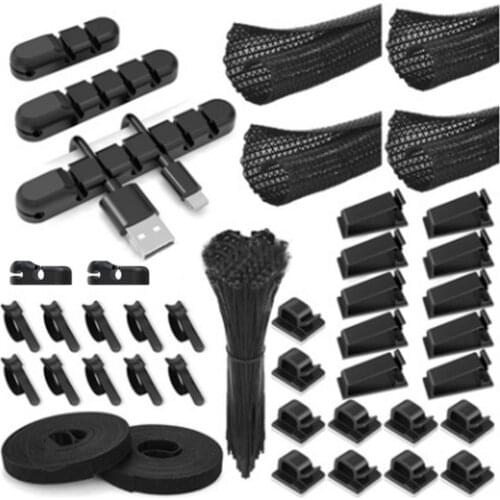 141Pcs/Set Cord Management USB Cable Organizer Kit Desktop Tidy Data Cable Hub Storage For Mouse Headphone Wire Organizer