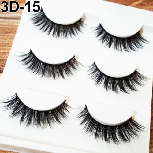 3Pairs Natural Thick 3D False Eyelashes Makeup Fake Cross Eye Lashes Extensions Eye Makeup Fake Eyelashes Set