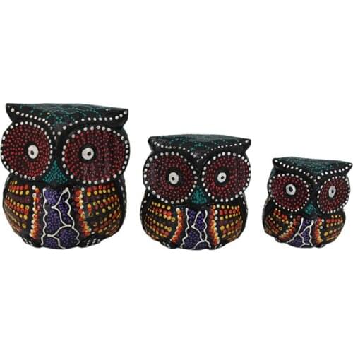 3-Piece Wooden Handmade Chubby Owl Sculpture, Natural Decorative Owl, Gift Home Decoration, Quality Home Decoration, Ornament