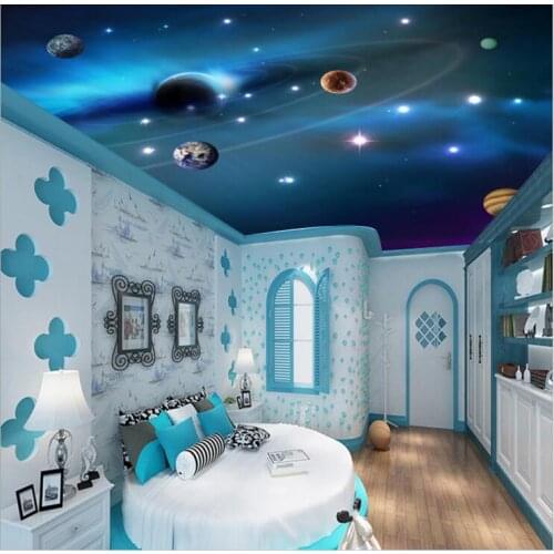 3D Stereo 3d ceiling wallpapers murals Space colorful planet decoration painting 3d wall murals wallpaper for walls Home Decor