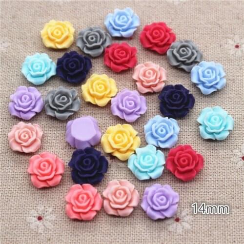 50PCS 14mm Mix Colors Cute Antique Color Resin Rose Flowers Flatback Cabochon DIY Jewelry/Craft Scrapbooking