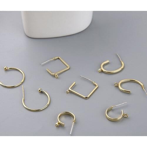 6pcs Korean Vintage Geometric minimalist C-shaped Earrings For Women with hanging stud earrings DIY handmade jewelry materials