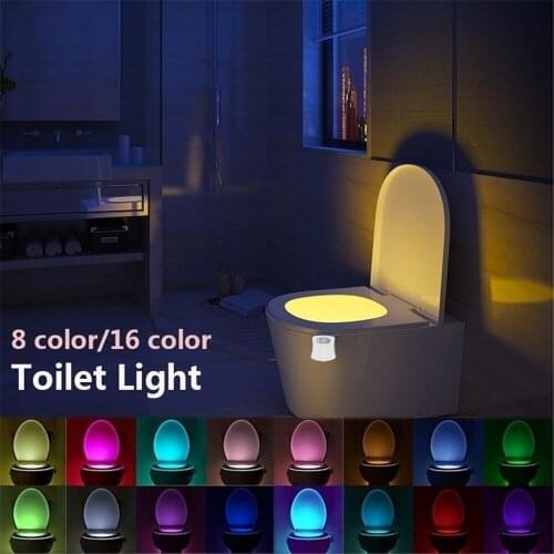 8/16 Colors Toilet Sensor Lights Intelligent Induction Bathroom LED Body Motion Activated on/Off Seat Sensor Night Light
