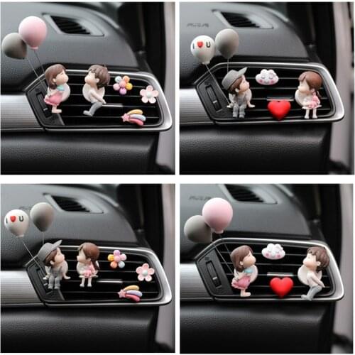 Lovely Couple Girl Boy Car Air Vent Solid Perfume Air Fresheners Rechargeable Car Aroma Diffuser Essential Oils For Cars