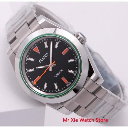 Bliger 40mm Automatic Mens Watch Luxury Brand Luminous Waterproof Sapphire Glass Stainless Steel Strap Mechanical Mens Watch