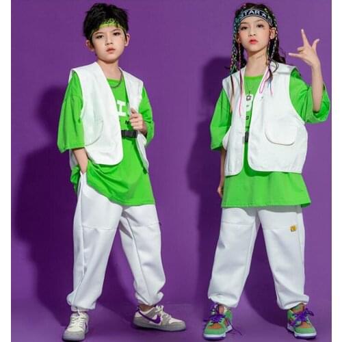 Girls Boys Jazz Dance Costumes Hip Hop Outfits Cheerleading Performance Clothing Street Dancing Suit Kids Modern Stage Wear