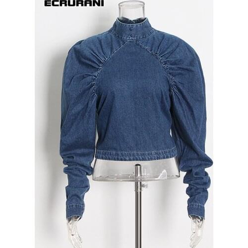 Голубые блузки ECRURANI China At AliExpress