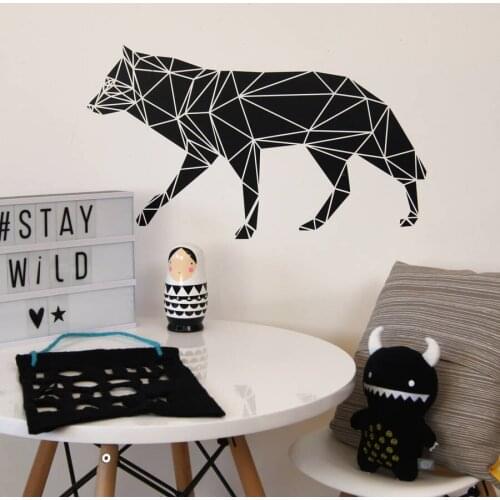 Geometric Wolf Wall Sticker Home Decor Living Room Abstract Pure Wall Decal Bedroom Removable Vinyl Art Stickers Animal S100