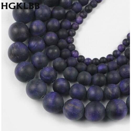 HGKLBB 4/6/8/10/12MM Matte Purple Tiger eye Natural Stone beads Round Spacer Loose beads Jewelry making DIY bracelet accessories