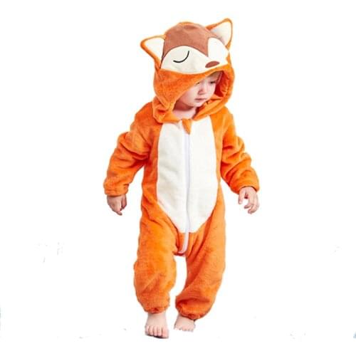 Fox Onesies For Baby Boy Sleepwear,Flannel Winter Animal Pajamas Kigurumi ,Girl Cosplay Costume One-Piece Pijamas Newborn Romper