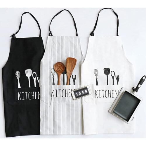 Nordic Baking Master Kitchen Tools Print White Black Stripe Fresh Apron Cotton Kitchen Cooking Baking Love Apron