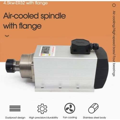 Square 4.5Kw ER32 Air Cooled Spindle Motor Runout-off 0.01mm 9A 300Hz 18000RPM 380V for CNC Engraving Router Machine