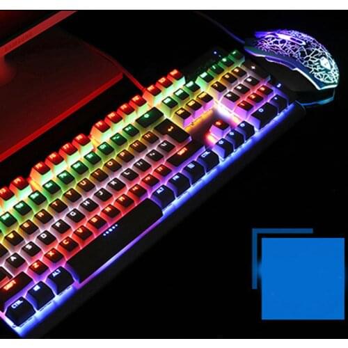 Multiple Color Rainbow LED Backlit Mechanical Feeling USB Wired Gaming Keyboard and Mouse Combo for Working or Game,Full Size