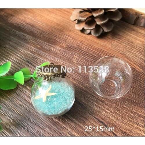NEW 20sets/lot 25*15mm clear empty glass globes with antique bronze findings set glass bubble DIY glass orbs vial pendant