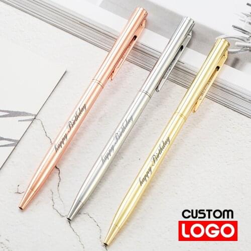New Metal Ballpoint Pen Rose Gold Pen Custom Logo Advertising Ballpoint Pen Lettering Engraved Name Advertising Pen