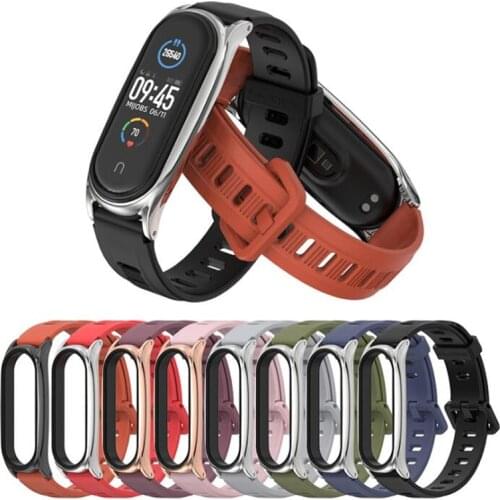 10 Colors TPU Strap For Xiaomi Mi Band 6/5/4/3 Flat Hole Zinc Alloy Case Bracelet for Mi Band 4 3 5 6 Strap Wristband