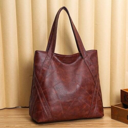 Luxury Women Tote Bag Large Capacity Handbags Pu Leather Brown Shoulder Bag Quality Women Soft Bag Fashion Top-handle Bag Black