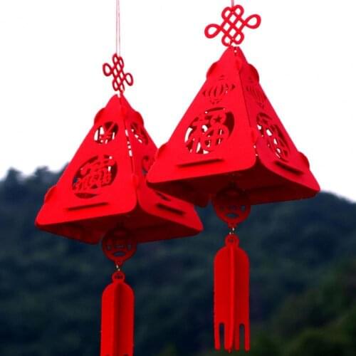 Pyramid Shape Design Self-assembled Felt Lantern Hanging Pendant New Year Decor