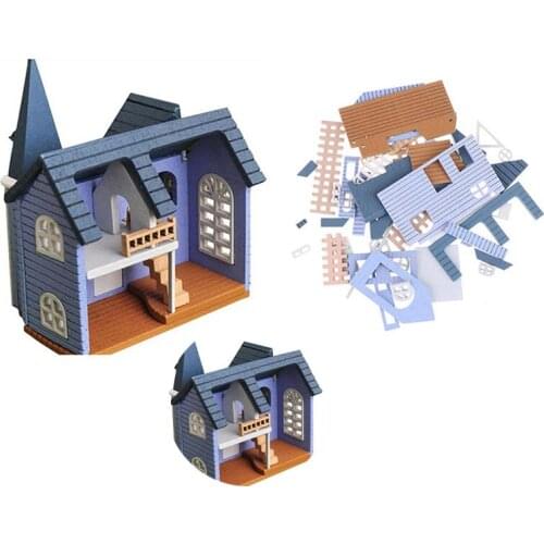 Assemble Toy Mini Handicraft Building Wooden Dolls Fairytale Town House DIY