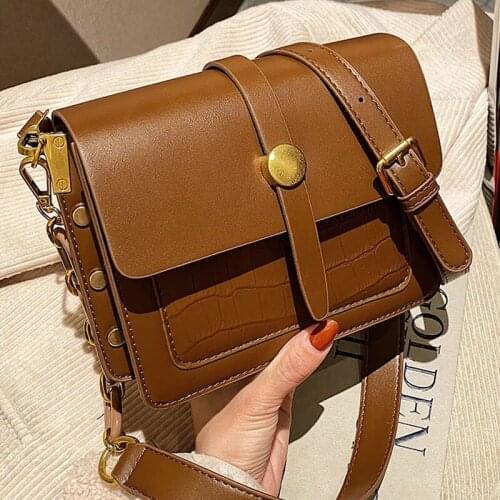 Vintage PU Leather Bags for Women 2021 Fashion Branded Chain Crossbody Shoulder Bag Lady Trend Handbags and Purses